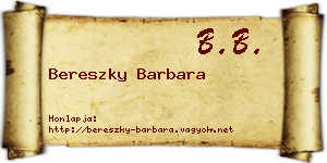 Bereszky Barbara névjegykártya